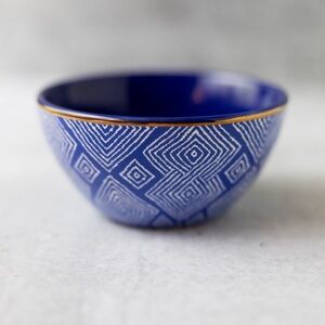 Threshold 2016 Athens Blue mini bowl 4" x 2" geometric design